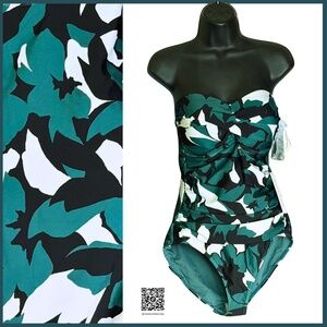 12 NWT - Anne Cole - Desert Bloom Removable Straps Shirred One Piece Swimsuit